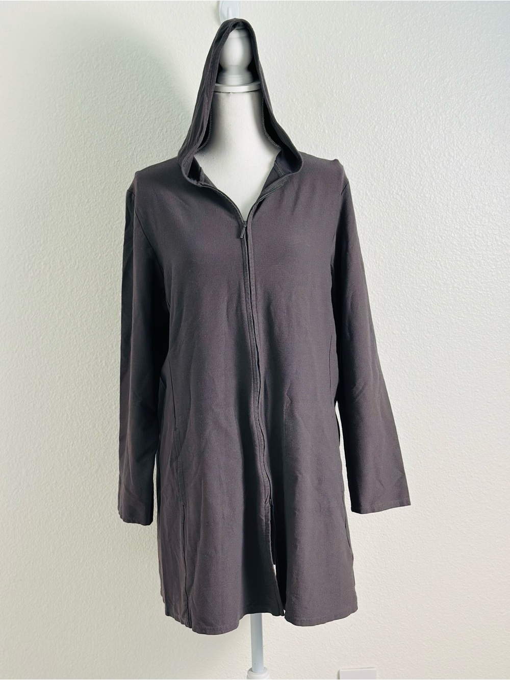 Eileen Fisher Full Zip Hooded Lightweight Ling Cardigan Size Large - Picture 2 of 8